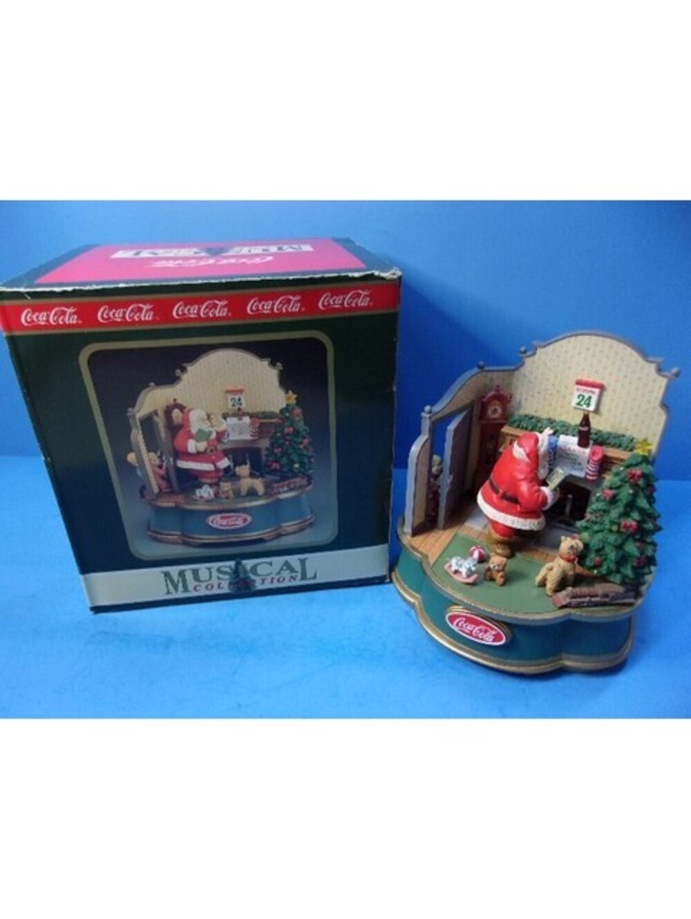 Vintage 1993 Coca-Cola Musical Collection Santa Christmas Animated Lights in Box